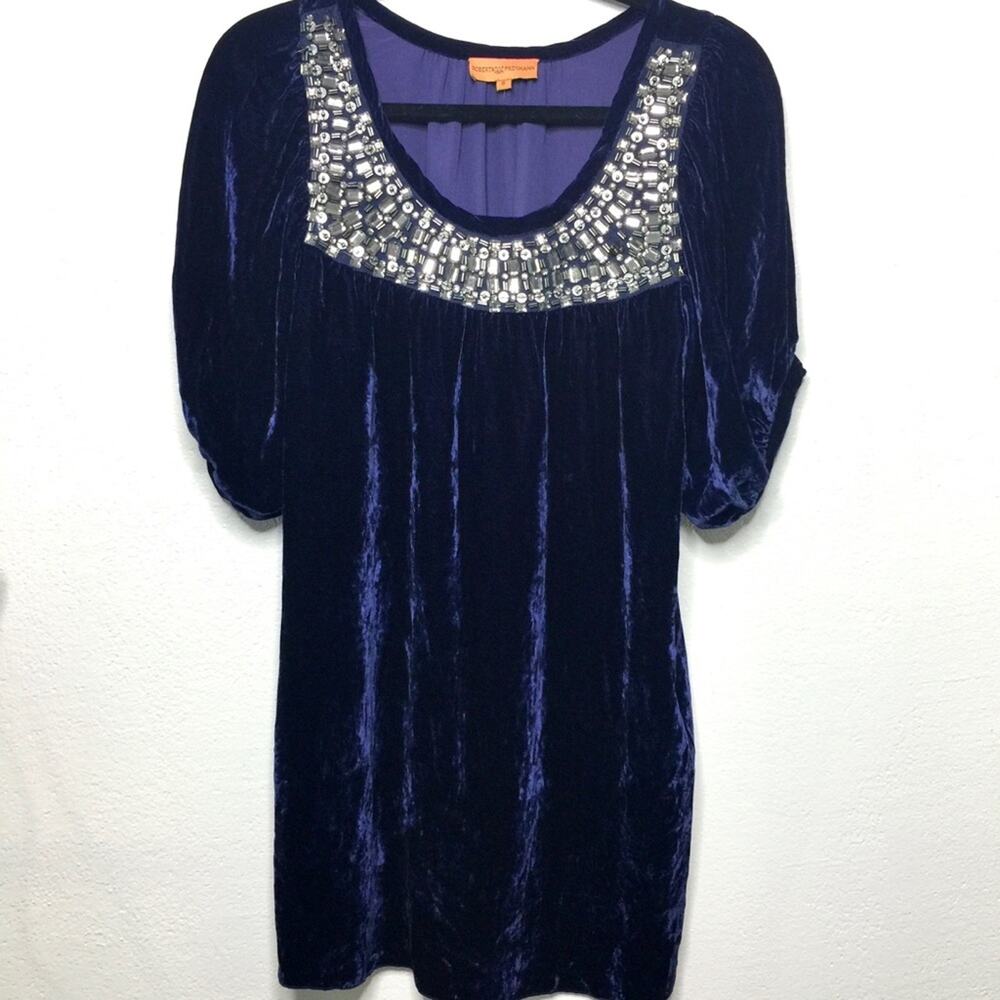 Roberta Freymann Embellished Velour Tunic Size Small